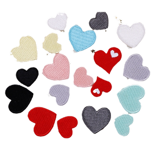 新款自粘爱心卡通布贴衣服鞋子刺绣贴补丁贴羽绒服修补破洞装饰贴