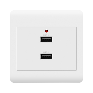 86型明装usb插座面板2位四口多位工程工地用220V转5V36伏手机充电