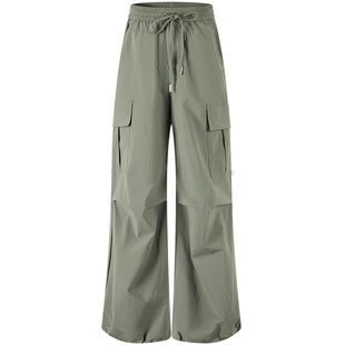 Navigare意大利小帆船宽松百搭休闲裤女26夏季新品防晒高腰伞兵裤