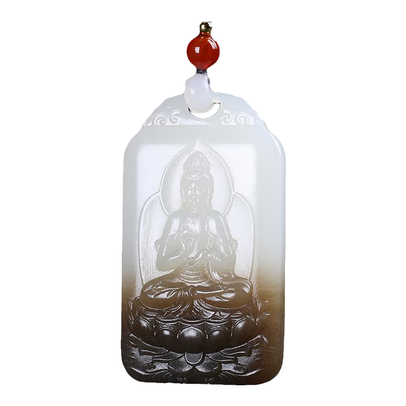 【普渡众生】新疆和田玉莲花观音吊坠男女款且末料糖白玉天然玉石