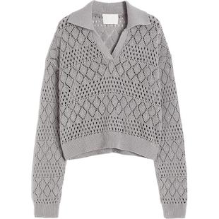 HM女装针织衫冬季柔软舒适网眼针织长袖套衫1227600