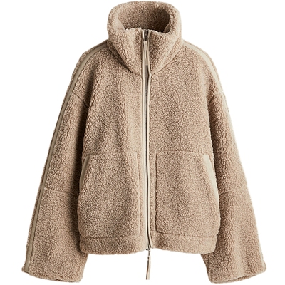 HM女装短外套秋季宽松立领泰迪绒夹棉拉链上衣12025年20