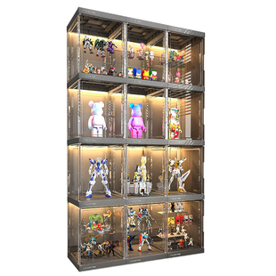 手办展示柜带灯透明适用乐高模型玩具积木收纳盒痛柜家用陈列架子