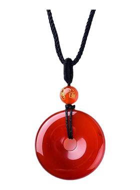 本命年红玛瑙平安扣吊坠钥匙扣