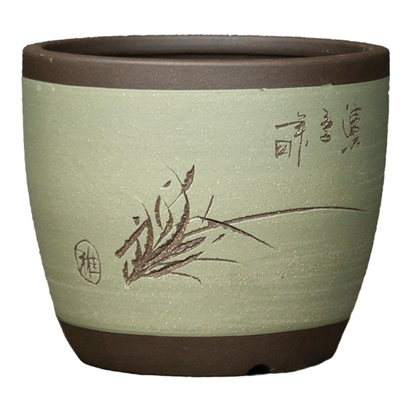 宜興紫砂花盆陶瓷花盆大號(hào)清倉(cāng)盆景花盆創(chuàng)意花盆透氣家用花盆