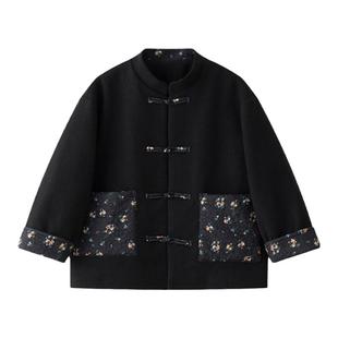 虾酱麻麻男童国风毛呢夹棉厚外套秋冬装2025新款宝宝洋气儿童上衣