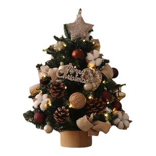 圣诞树装饰品家用迷你桌面圣诞节布置手工DIY小摆件ins风新款带灯