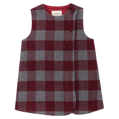 允儿妈绵羊毛混纺格子背心裙