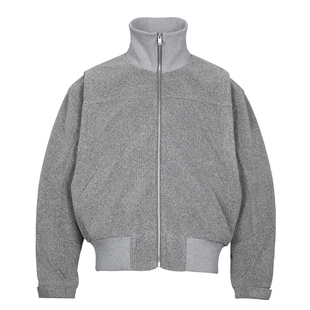 OD/DARKNESS 2025冬罗纹高立领剪裁解构Cleanfit毛呢夹克短宽外套