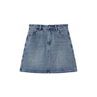 PIT复古高腰a字牛仔短裙女2025夏季新款显瘦小个子直筒短裙包臀裙