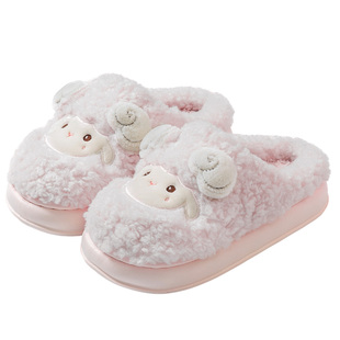 卡通棉拖鞋女士冬季2025新款室内家居毛毛绒保暖家用防滑厚底棉拖