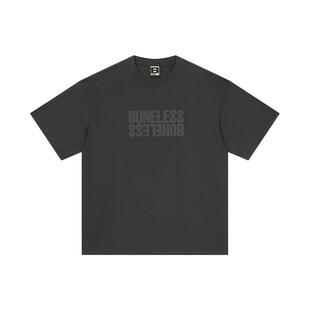 BONELESS 基础正反logo厚板印花短袖T恤美式高街男女衬衫夏季tee