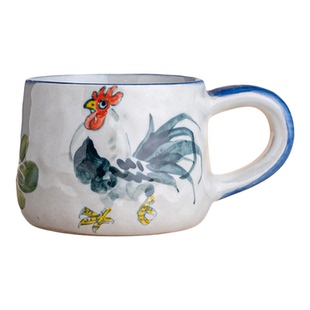 景德镇手绘釉下彩陶瓷马克杯咖啡杯高端水杯家用300ml手捏咖啡杯