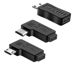 mini USB母转micro USB公转接头T型口转安卓数据线接口90度左右弯 车载导航适用于360行车记录仪电源线转换头