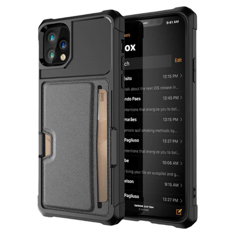 跨境适用iphoneMAX11PRO车载磁吸插卡手机壳 苹果7plus防摔卡套