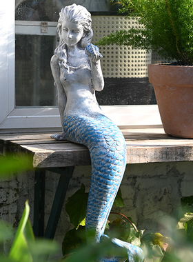 美人鱼花园庭院装饰摆件落地水池阳台露台布置创意户外工艺品摆设