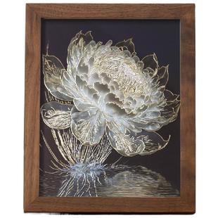 礼师傅铜雕画《光影睡莲》家居装饰画手工摆件铜版画摆台商务礼物