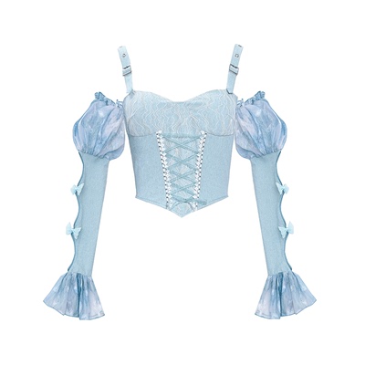 甜美千金风扎染上衣纯欲性感