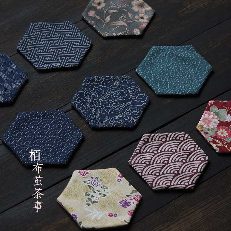 a织锦茶席六边大壶垫茶几垫新中式茶具垫隔热和杯垫风垫餐刺绣