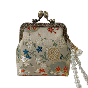 【一】中国风复古手工包锦缎棉布搭扣零钱包国风礼物可放银行卡