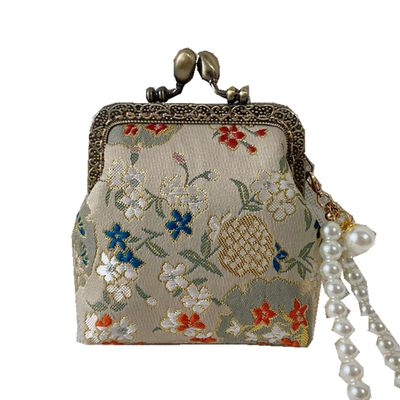 成品中国复古手工包真丝搭扣零钱