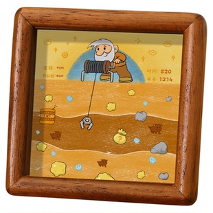 黄金矿工相框金子diy画挖金矿金豆收纳淘金手绘新年礼物创意摆件