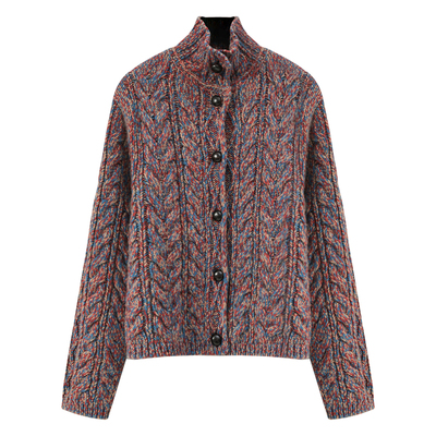 高端秋冬加厚短款羊绒开衫