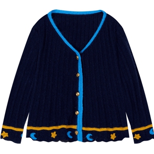 erdosKIDS 婴童夜幕星月提花羊绒开衫鄂尔多斯童装