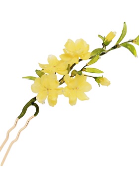 迎春花热缩发钗步摇竹子古风日常
