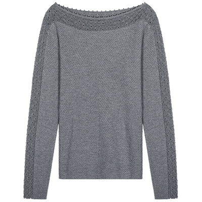 落落狷介套头米白色针织衫女