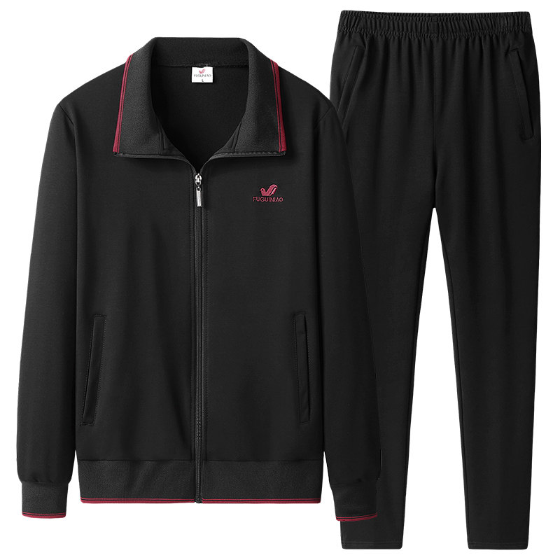 品牌纯棉中老年男士套装2023新款运动服加绒休闲卫衣秋季爸爸装
