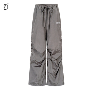 SMILE DDD褶皱纸袋裤140g轻薄透气裤脚可调节美式街头休闲运动裤