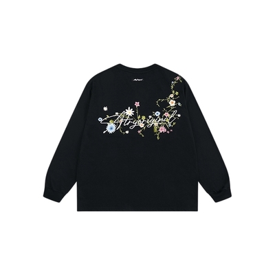 花卉刺绣卫衣男t恤长袖情侣上衣