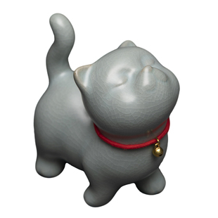 汝窑可爱田园小猫咪陶瓷家居摆件动物客厅可养茶宠小摆设装饰品