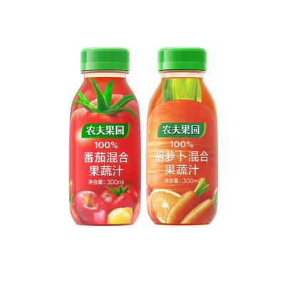 农夫山泉官方旗舰店农夫果园100%番茄 胡萝卜混合果蔬汁300ml*6瓶