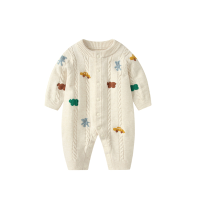 婴儿衣服男宝宝针织连体衣加厚