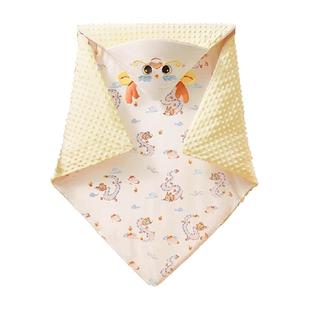 新生婴儿包被纯棉抱被豆豆绒秋冬外出加厚款天竹包单产房用襁褓巾