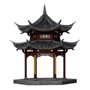木上匠杭州西湖集贤亭古建筑模型新中式木质成品中式湖心亭摆件