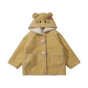 女童毛呢外套秋冬季加厚2025新款儿童超好看宝宝冬装加绒呢子大衣