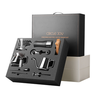 圆乐手冲咖啡壶套装手摇家用小型便携礼盒研磨器具全套手磨咖啡机