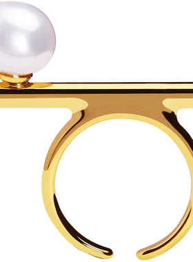 pearlona金属巴洛克小众珍珠戒指