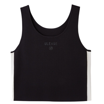 U/TI黑色弹力拼色背心女装百搭修身简约无袖上衣尤缇2024夏季新款