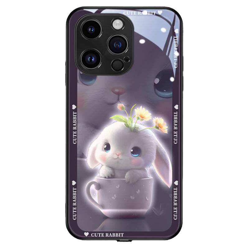 发光茶兔子适用苹果16promax手机壳iphone15新款14女款13可爱12紫色14pro网红x高端xr时尚8plu