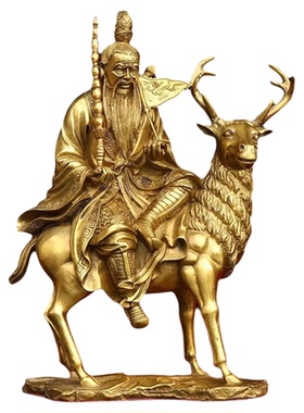 纯铜姜尚吕尚骑鹿姜太公钓鱼客厅