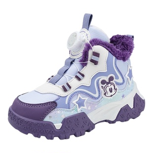 巴布豆童鞋女童大棉鞋子2025冬季新款加绒加厚儿童保暖高帮运动鞋