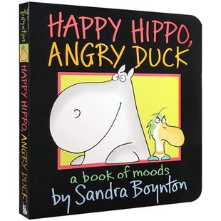 英文原版绘本 Happy Hippo Angry Duck Sandra Boyton开心的河马生气的鸭子 启蒙早教儿童纸板书 3-6岁睡前故事图画书籍