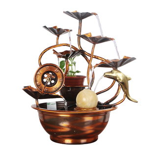 招财纯铜荷叶循环水家居办公室客厅桌面喷泉流水摆件创意乔迁礼品