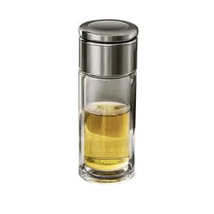 日本孔雀茶杯男款茶水分离高硼硅双层玻璃杯带盖办公室泡茶水杯子