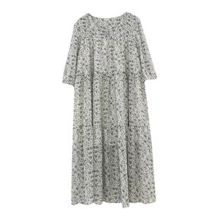 诺初孕妇连衣裙夏季薄款新款宽松大码碎花雪纺夏天裙子女过膝长裙