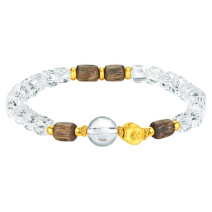 金至尊水晶金香解意黄金手串女金珠手链白水晶足金手链新年送女友